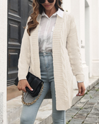 Cardigan Long Femme en Maille Torsadée