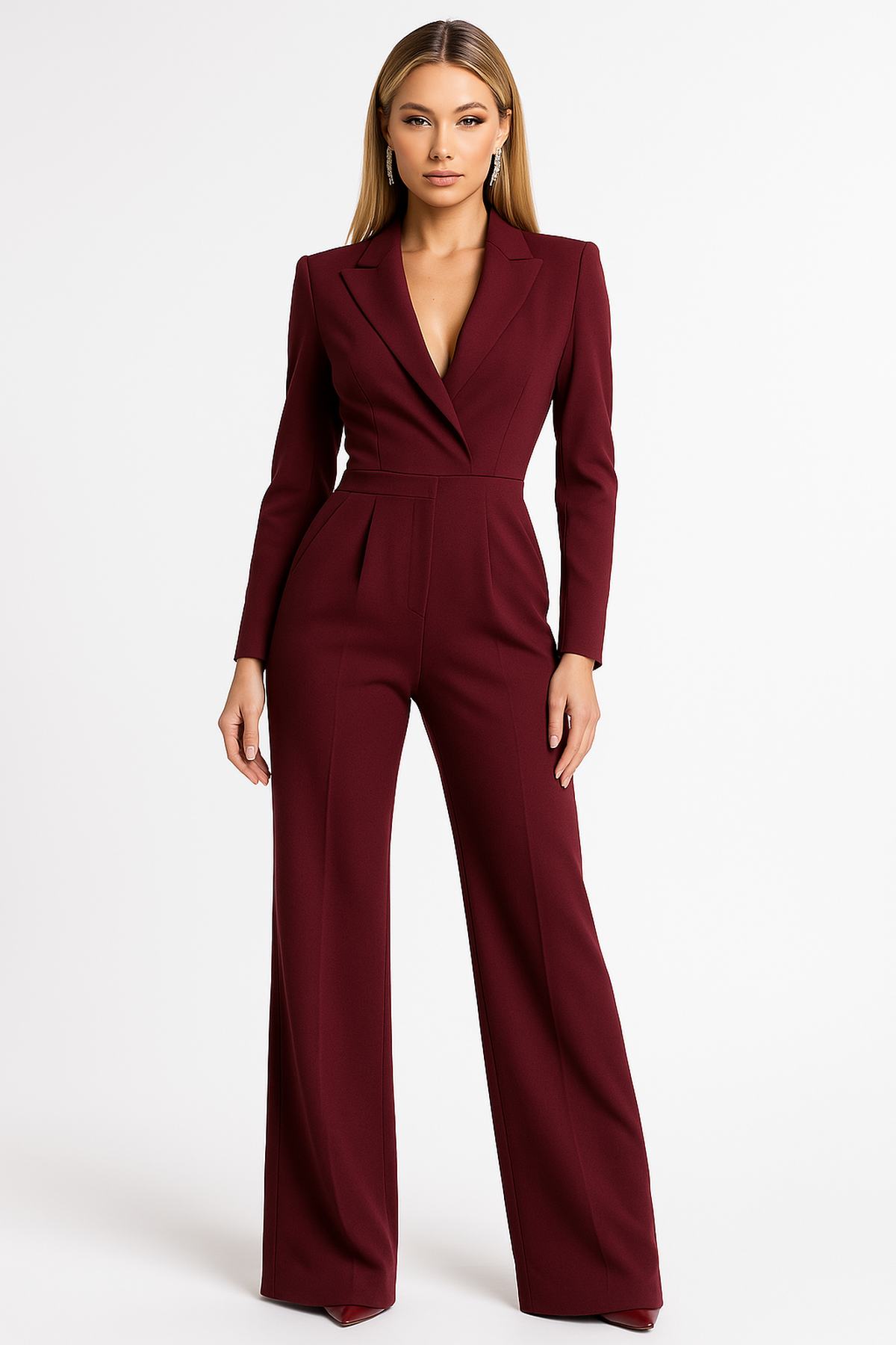 Combinaison Pantalon à Col Croisé et Jambes Larges