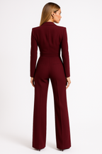 Combinaison Pantalon à Col Croisé et Jambes Larges