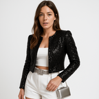 Veste Courte Pailletée à Coupe Ajustée