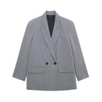 Blazer Long Femme à Coupe Droite et Revers Classiques