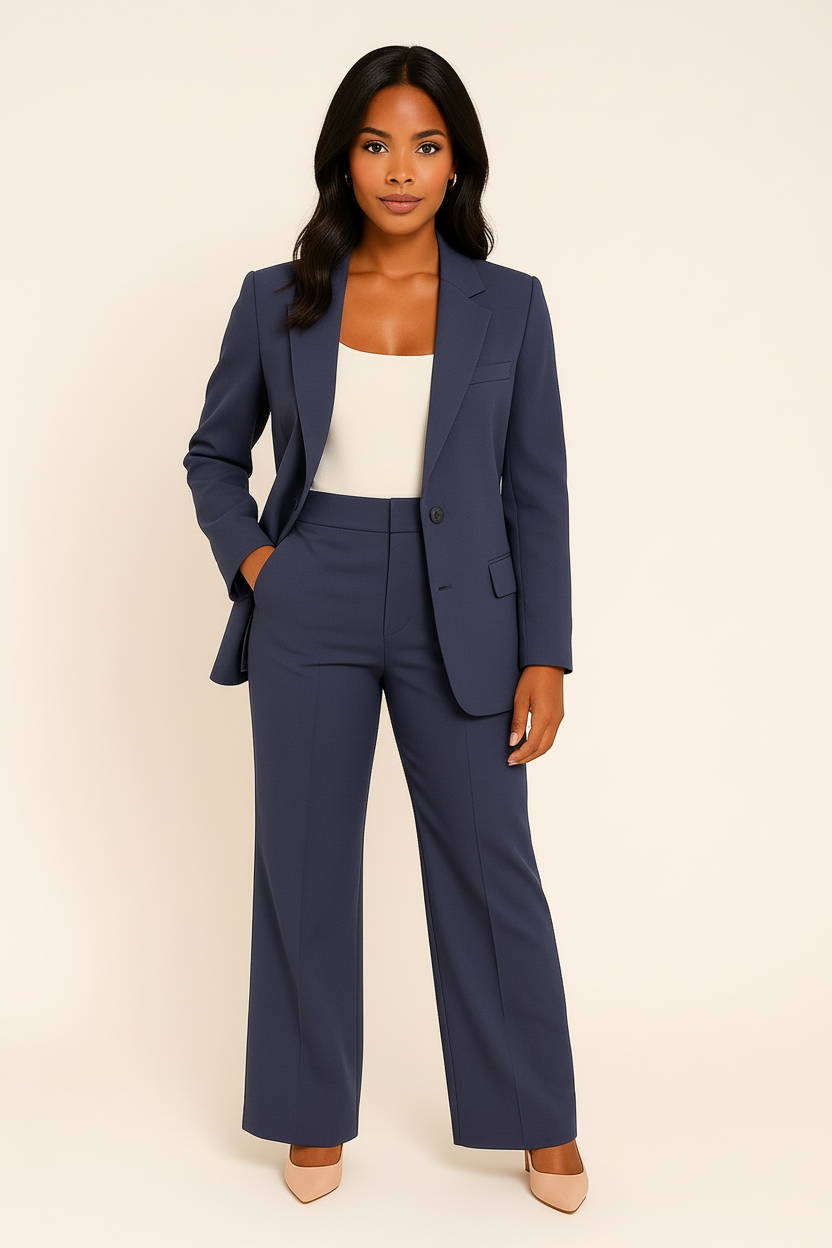 Ensemble Blazer Ajusté et Pantalon Large