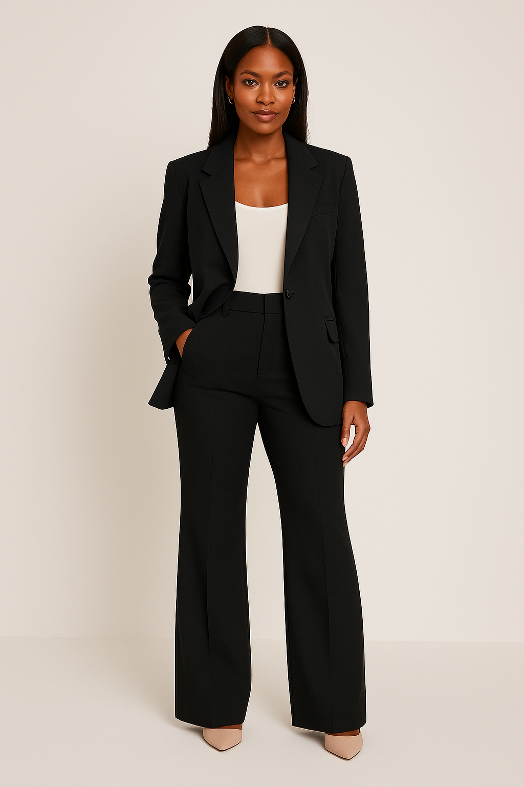 Ensemble Blazer Ajusté et Pantalon Large