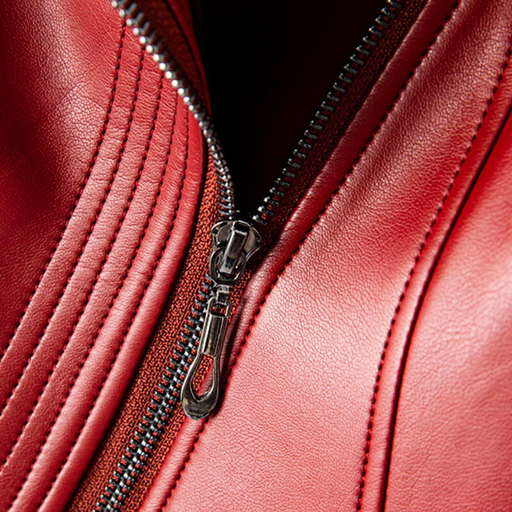 Veste Motard Effet Cuir à Fermeture Asymétrique