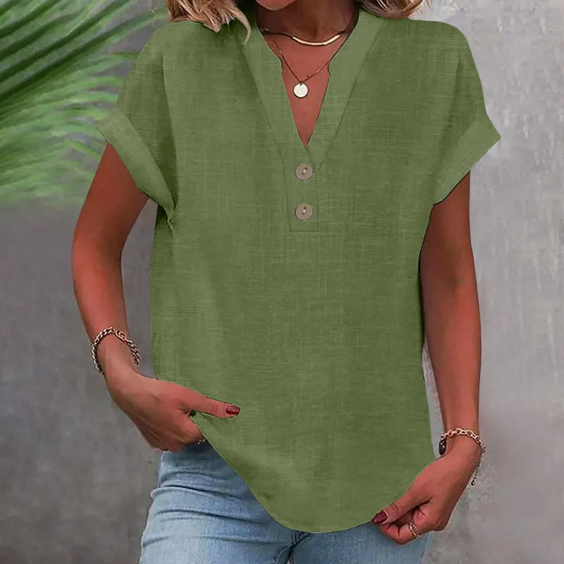 Blouse Femme Col Boutonné Décontractée