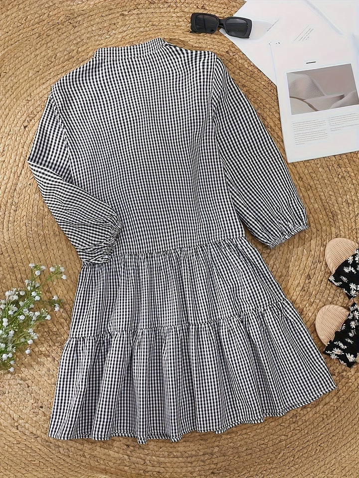 Robe Courte à Carreaux Vichy et Taille Froncée