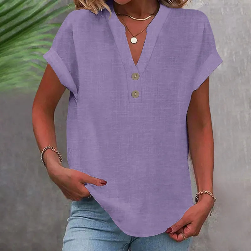 Blouse Femme Col Boutonné Décontractée