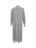 Cardigan Long Femme Motif Pied-de-Poule