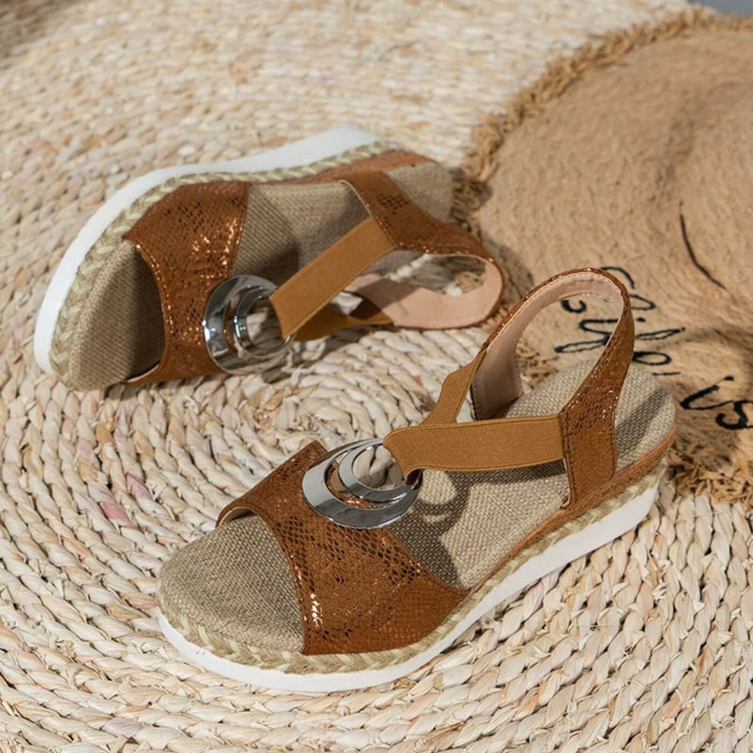 Sandales Compensées à Brides Croisées Femme