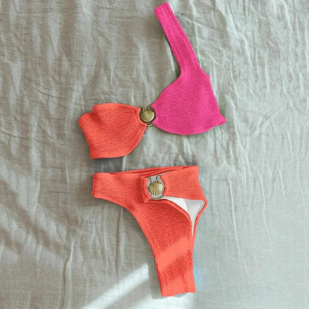 Maillot de Bain Deux Pièces Asymétrique Femme