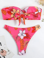 Maillot de Bain Deux Pièces Bandeau Fleuri Femme