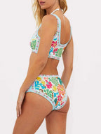 Maillot de Bain Deux Pièces Taille Haute Fleuri Femme
