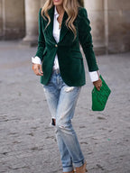 Blazer Ajusté à Boutonnage Simple