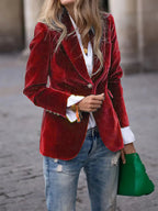 Blazer Ajusté à Boutonnage Simple