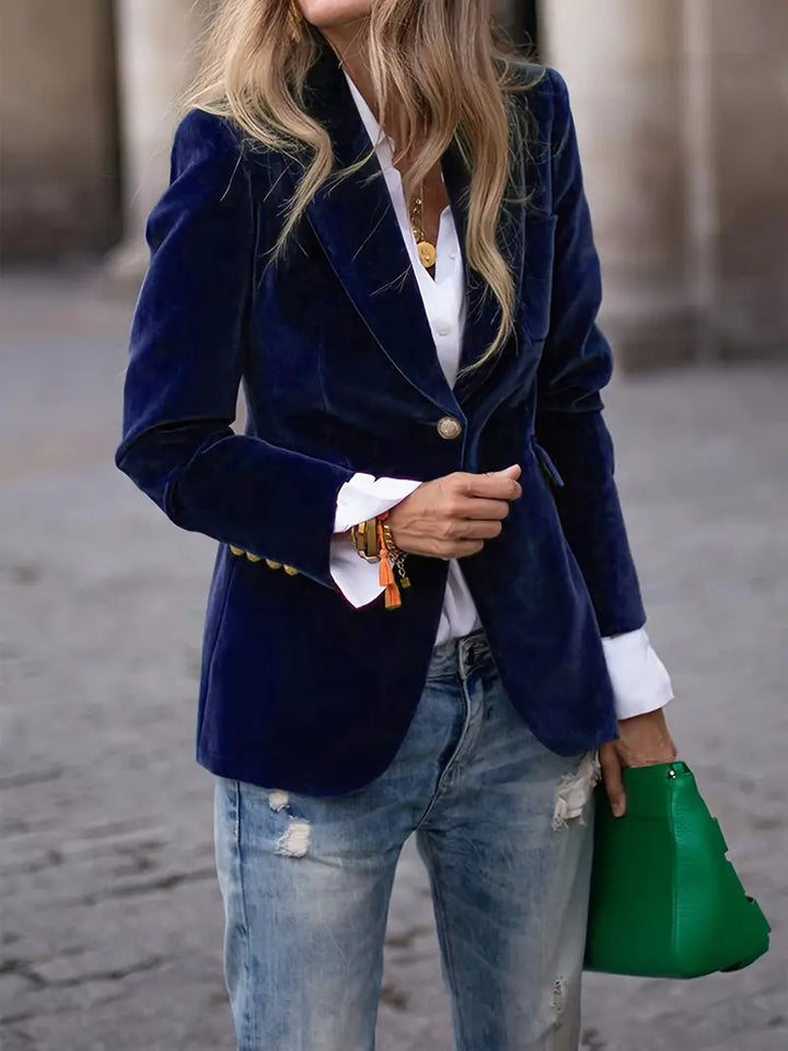 Blazer Ajusté à Boutonnage Simple