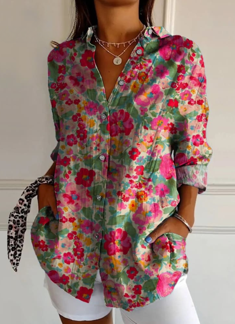 Chemisier Fleuri Boutonné Femme