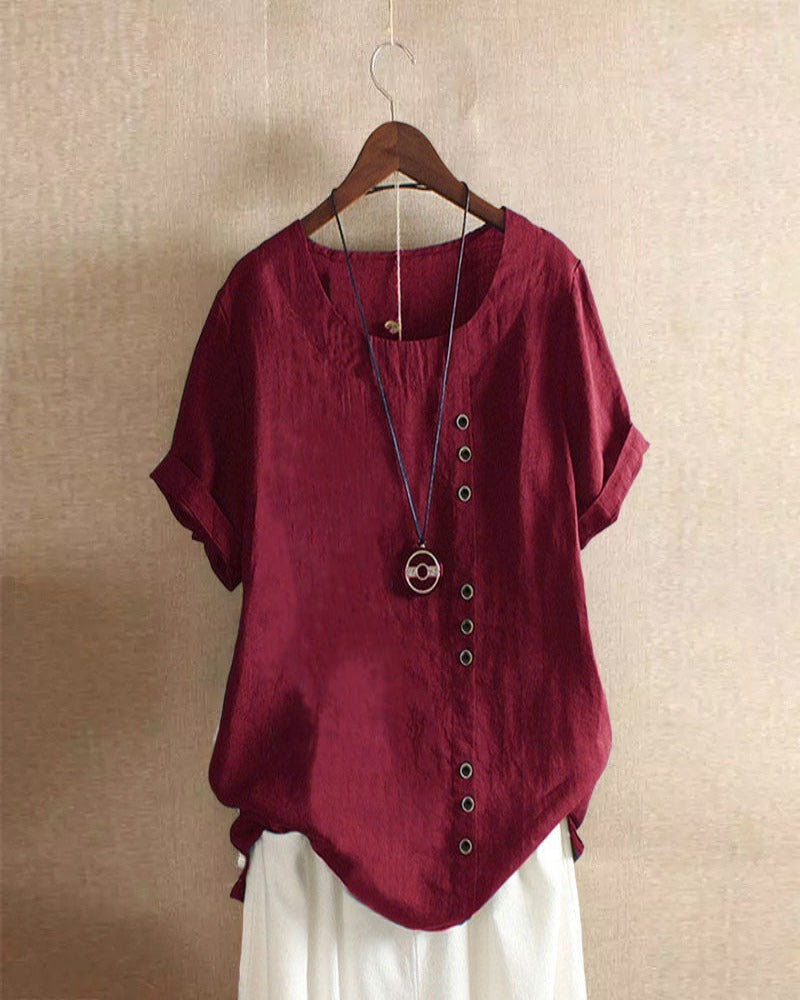 Blouse Femme Boutonnée Lin Décontractée