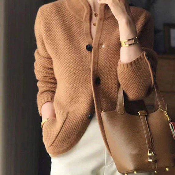 Gilet Maille Boutonnée à Manches Longues