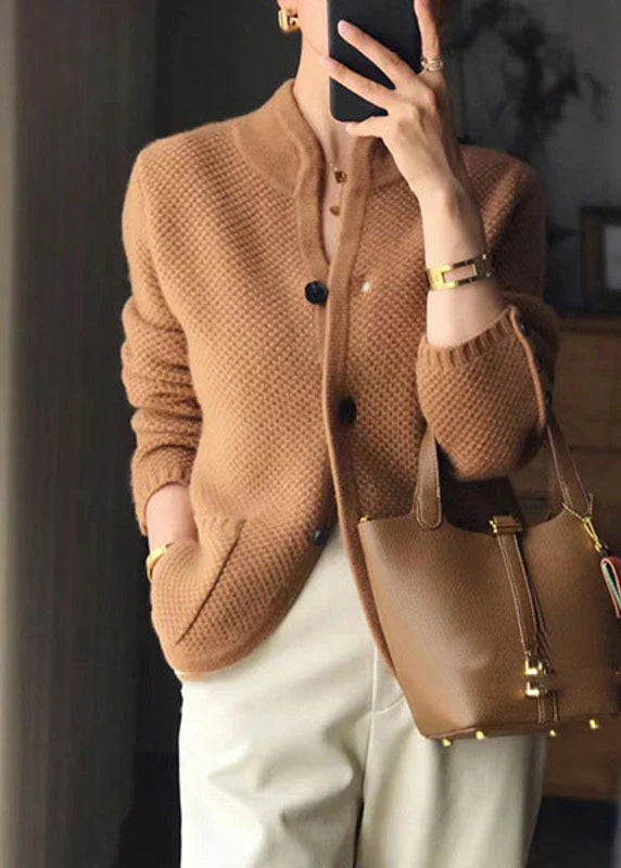 Gilet Maille Boutonnée à Manches Longues