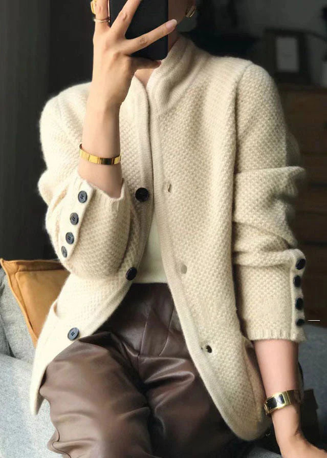 Gilet Maille Boutonnée à Manches Longues