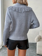 Cardigan croisé pour femme avec franges