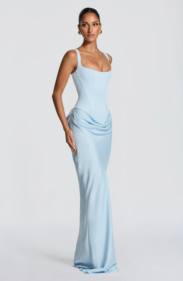 Robe Longue Drapée à Bretelles Femme