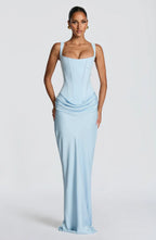 Robe Longue Drapée à Bretelles Femme