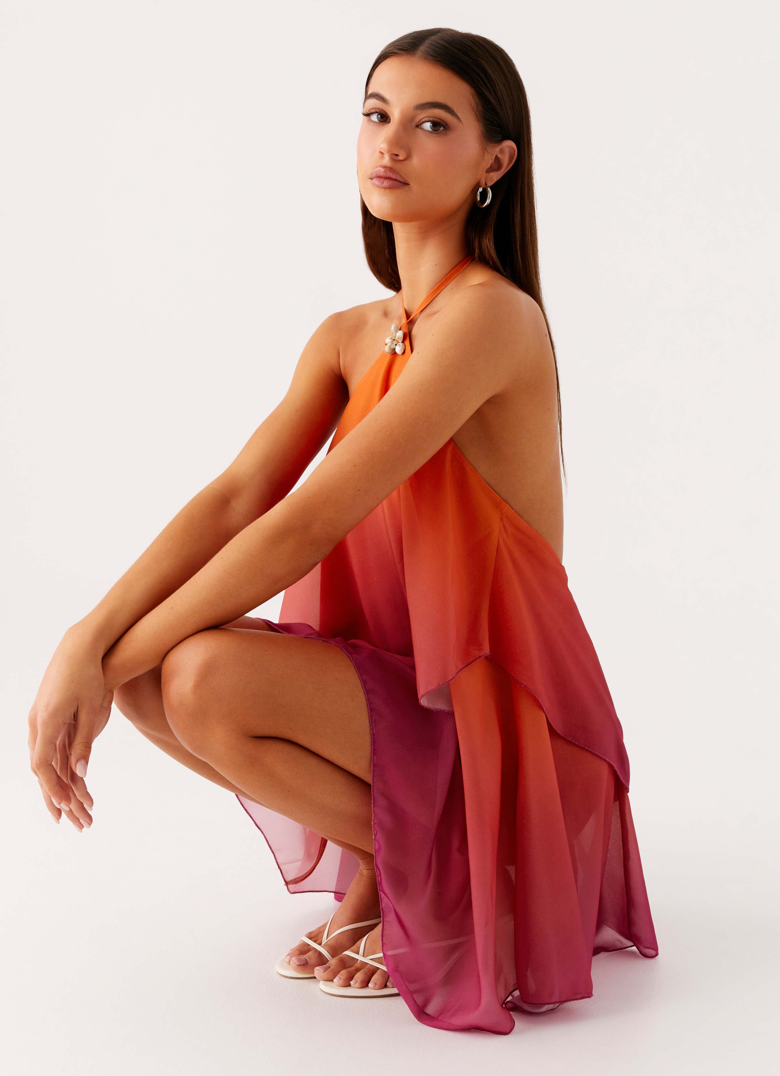 Robe Courte Drapée à Col Halter Femme