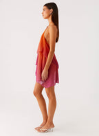 Robe Courte Drapée à Col Halter Femme