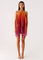 Robe Courte Drapée à Col Halter Femme
