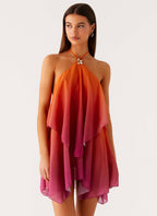 Robe Courte Drapée à Col Halter Femme