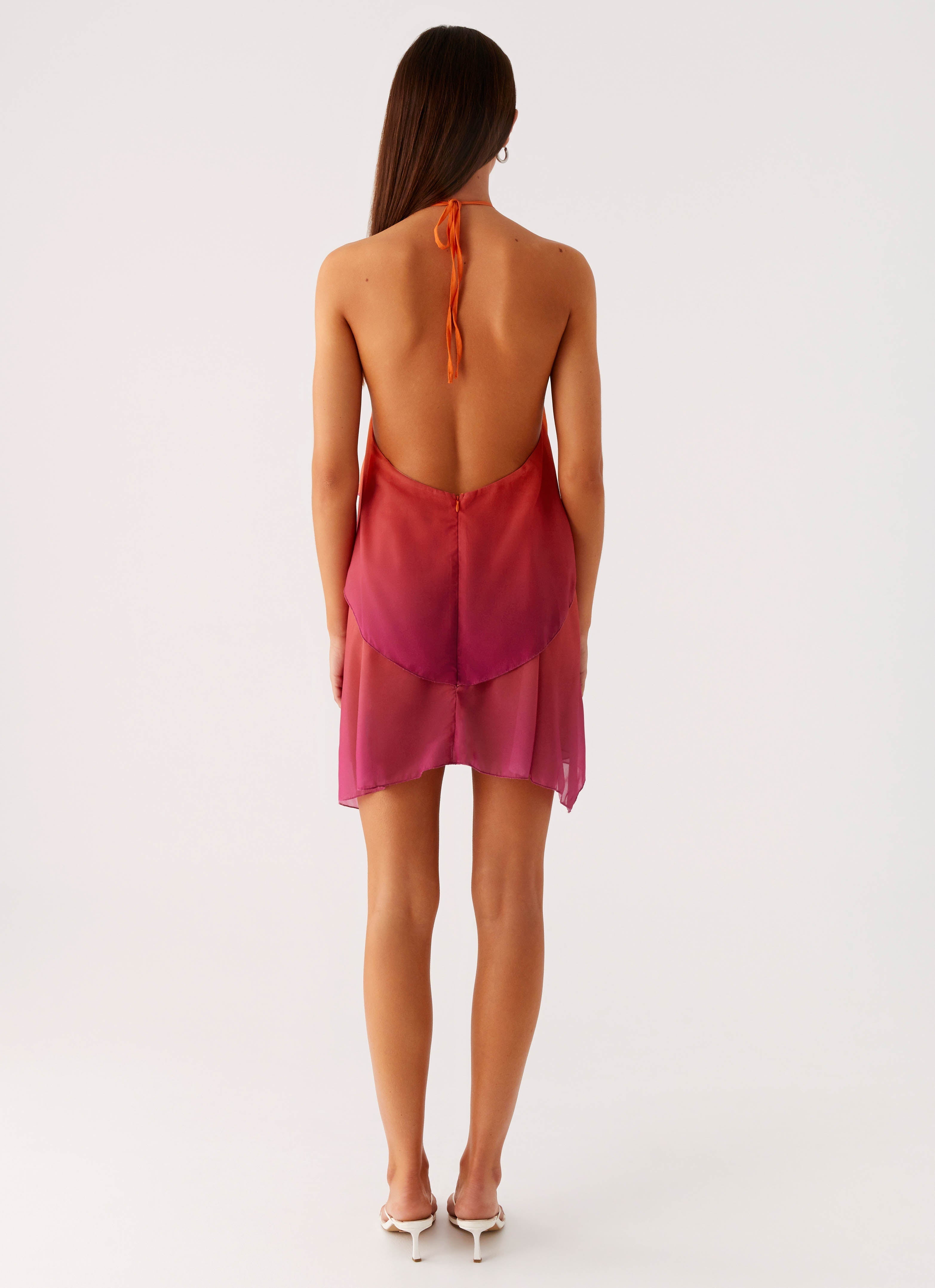 Robe Courte Drapée à Col Halter Femme
