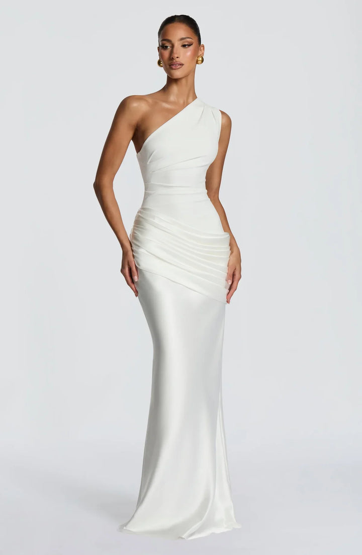 Robe Longue Asymétrique Drapée Femme