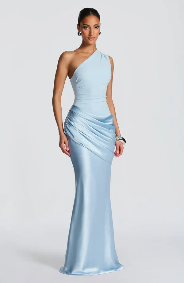 Robe Longue Asymétrique Drapée Femme