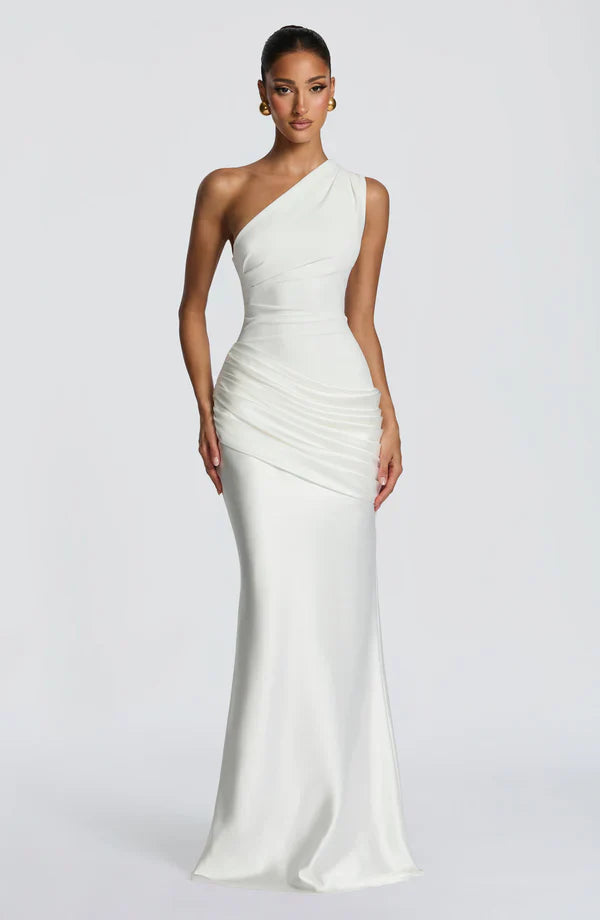 Robe Longue Asymétrique Drapée Femme