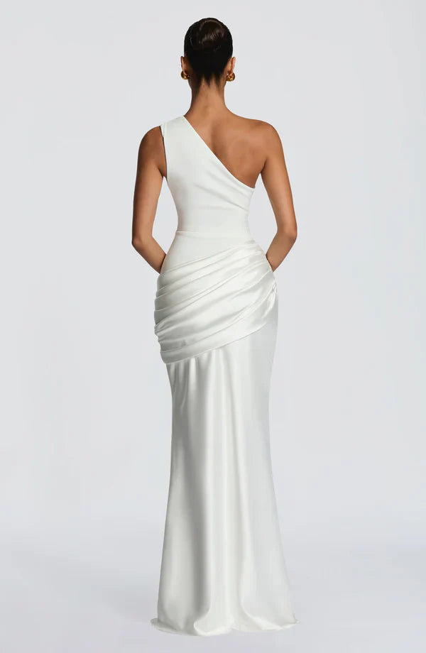 Robe Longue Asymétrique Drapée Femme