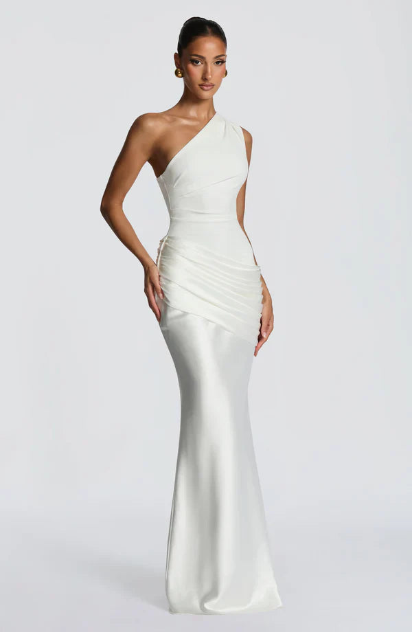 Robe Longue Asymétrique Drapée Femme