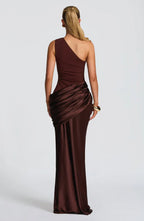 Robe Longue Asymétrique Drapée Femme