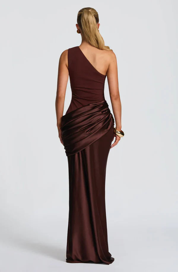 Robe Longue Asymétrique Drapée Femme