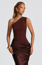 Robe Longue Asymétrique Drapée Femme