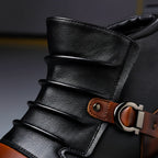 Bottines en Cuir Bicolores Boucle Élégante Confort et Style Moderne