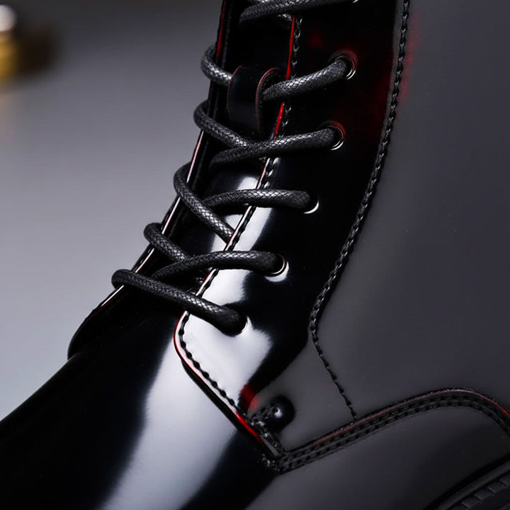 Bottines Vernies à Lacets Semelle Épaisse Style Audacieux et Confort