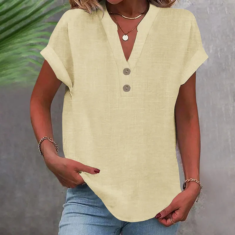 Blouse Femme Col Boutonné Décontractée