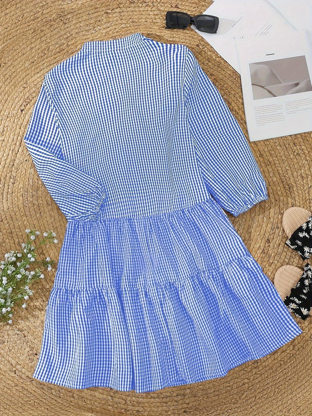 Robe Courte à Carreaux Vichy et Taille Froncée