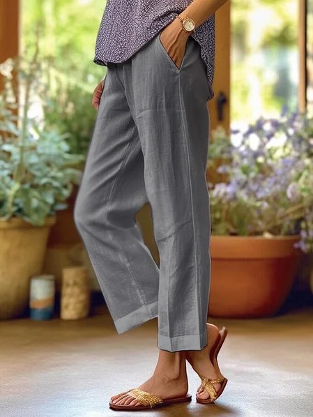 Pantalon Ample à Taille Élastique et Poches