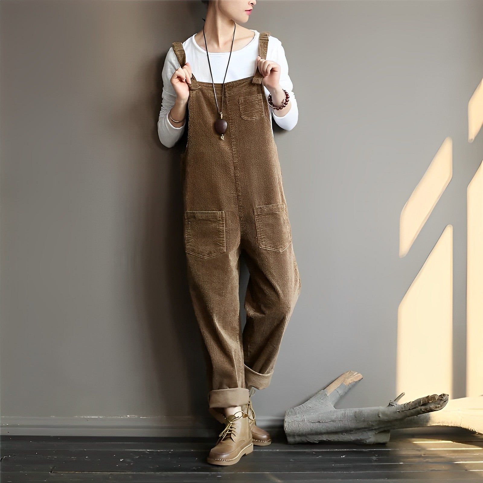 Salopette Large en Velours Femme