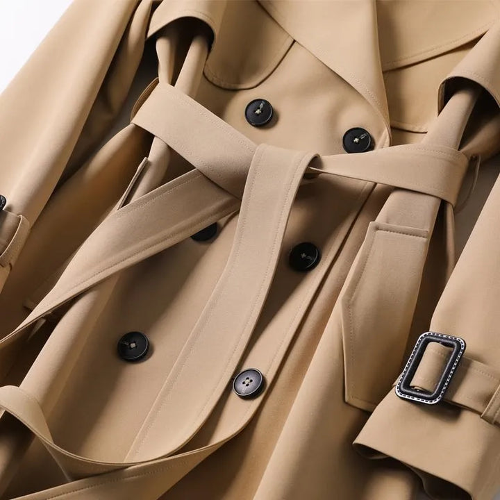 Trench Long Croisé avec Ceinture