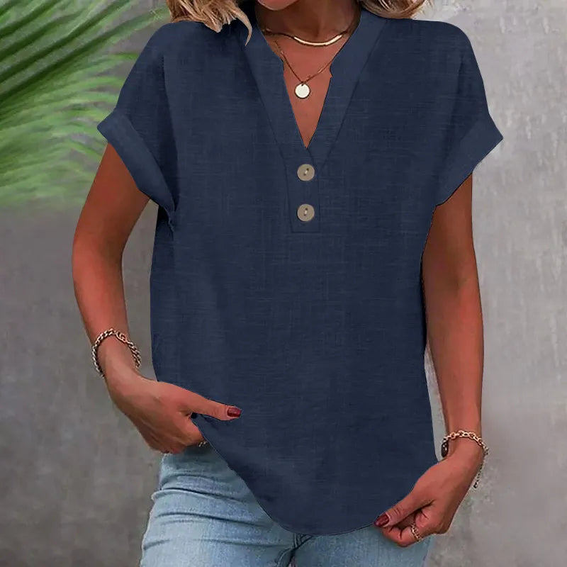 Blouse Femme Col Boutonné Décontractée