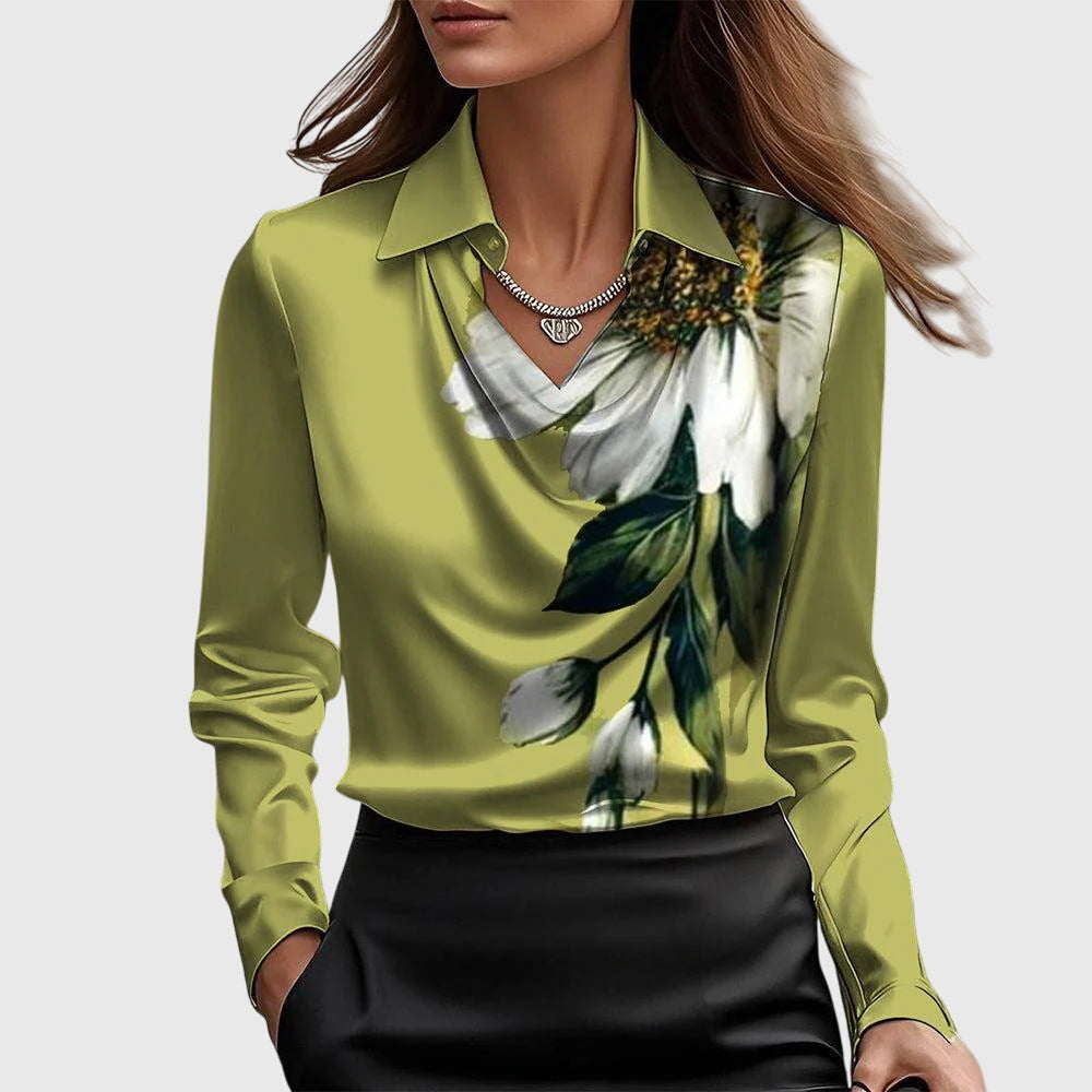 Blouse Femme Satin Drapé Élégant