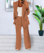 Ensemble Blazer Fluide et Pantalon Large